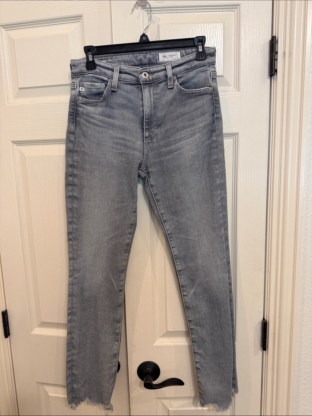 High-Rise Slim Straight AG MARI CROP - Gray Ankle Jeans